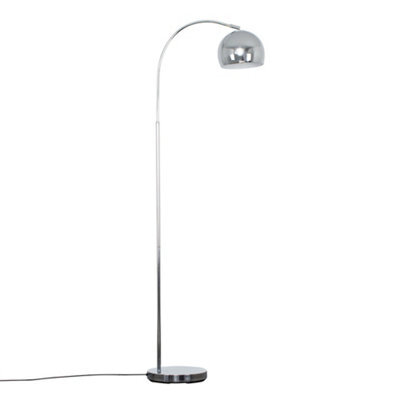 Valuelights Modern Polished Chrome Curved Stem Floor Lamp With Chrome Shade - image 1
