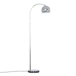 Valuelights Modern Polished Chrome Curved Stem Floor Lamp With Chrome Shade