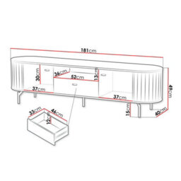 181 Cm Modern Tv Stand With Soft Close System And Metal Legs Cashmere - thumbnail 6