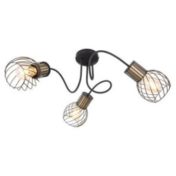 Luminosa Lighting Luminosa Argusto Multi Arm Semi Flush Ceiling Lamp Matt Black 3X E27 - thumbnail 1