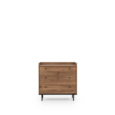 Arte Elegant Vasina 02 Chest Of Drawers - Chic Oak Castello & Black Matt With Industrial Metal Legs - W900mm X H900mm X D400mm - image 1