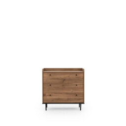 Arte Elegant Vasina 02 Chest Of Drawers - Chic Oak Castello & Black Matt With Industrial Metal Legs - W900mm X H900mm X D400mm - thumbnail 1