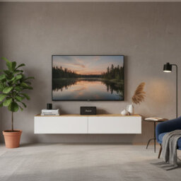 Amos Mann Furniture Rovero Nordic Oak Effect And White Wall Mounted Floating Wide Large Tv Entertainment Unit