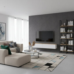 Amos Mann Furniture Rovero Nordic Oak Effect And White Wall Mounted Floating Wide Large Tv Entertainment Unit - thumbnail 2
