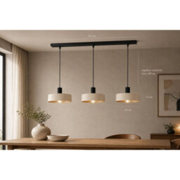 Luminosa Lighting Luminosa Latte Bar Pendant Ceiling Light Beige 3X E27 - thumbnail 4