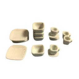 Streets Ahead White Square Crockery (16Pcs) For 12Th Scale Dolls House