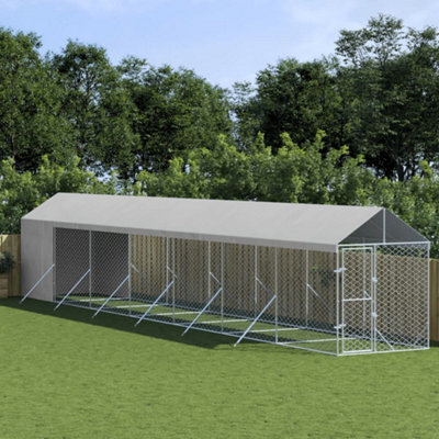 Walplus Outdoor Dog Kennel With Roof Silver 2X14X2.5 M Galvanised Steel - image 1