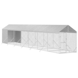 Walplus Outdoor Dog Kennel With Roof Silver 2X14X2.5 M Galvanised Steel - thumbnail 3