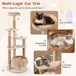 Costway 164 Cm Cat Tree Multi-Level Cat Tower With Jute Scratching Posts - thumbnail 5