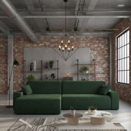 Piano L Maxi Large Corduroy Corner Sofa Bed With Storage And Bedding Compartment Versatile L Shaped Settee For Living Room Green