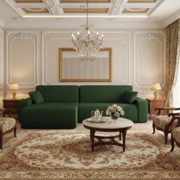Piano L Maxi Large Corduroy Corner Sofa Bed With Storage And Bedding Compartment Versatile L Shaped Settee For Living Room Green - thumbnail 2