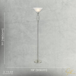 Happy Homewares Classic Knot Twist Floor Lamp Uplighter In Satin Chrome - thumbnail 3