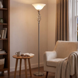 Happy Homewares Classic Knot Twist Floor Lamp Uplighter In Satin Chrome - thumbnail 2