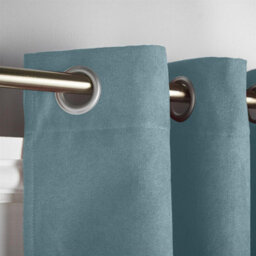 Luxury Living Velvet Chenille Thermal Fleece Lined Ring Top Door Curtain 137Cm X 213Cm Teal - thumbnail 7
