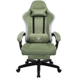 Luckracer Fabric Gaming Chair With Footrest, Computer Chairs For Adults Ergonomic Home Office Chair, Green