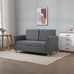 Homcom Double Seat Sofa Linen Fabric Loveseat Couch With Armrests, Grey