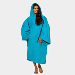 Ohs Adult Poncho Oversized Hooded Towel Bath Robe, Sea Blue - One Size - thumbnail 6