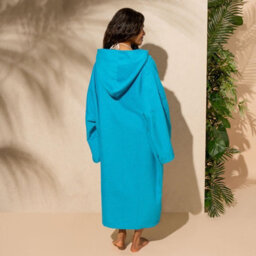 Ohs Adult Poncho Oversized Hooded Towel Bath Robe, Sea Blue - One Size - thumbnail 5