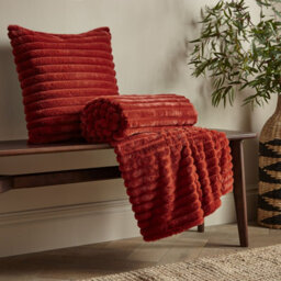 Catherine Lansfield Cosy Ribbed Faux Fur Soft Touch 45X45Cm Cushion Burnt Orange - thumbnail 3