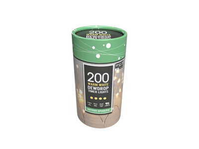 Festive Battery Operated Dewdrop Timer Lights - 400 Warm White - image 1