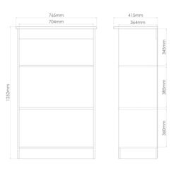 Bergamo Ready Assembled Medium Bardolino Oak Freestanding 2 Shelf Bookcase, (H)1252mm (W)765mm - thumbnail 6