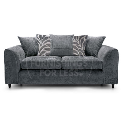 Furnishings For Less UK Zina Grey Chenille Fabric 3 Seater Sofa Scatter Back - image 1