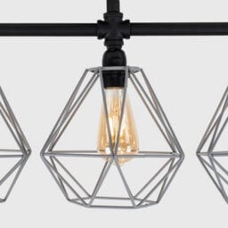 Valuelights Luiggi 5 Way Satin Black Pipework Bar Ceiling Light With Grey Basket Cage Shades And Led Bulbs In Warm White - thumbnail 5