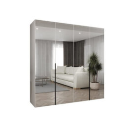 Arte White Mirrored Hinged Door Wardrobe 200Cm - Modern Bedroom Storage With Mirrored Doors And Sleek Minimalist Design - thumbnail 2
