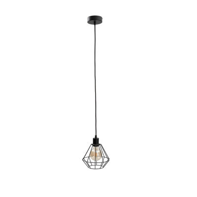 Luminosa Lighting Luminosa Foskal Wire Frame Pendant Ceiling Light Black, 20Cm, 1X E27