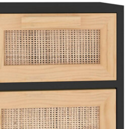 Berkfield Sideboard Black 60X30X75 Cm Solid Wood Pine And Natural Rattan - thumbnail 7