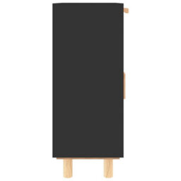 Berkfield Sideboard Black 60X30X75 Cm Solid Wood Pine And Natural Rattan - thumbnail 6