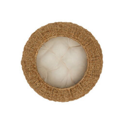 Teamson Pets Indoor Wicker Cat Or Small Dog Bed, Bowl Shaped Lounger Basket With Removable Washable Cushion Tan/cream - thumbnail 6