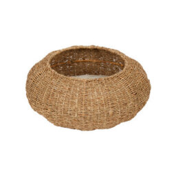 Teamson Pets Indoor Wicker Cat Or Small Dog Bed, Bowl Shaped Lounger Basket With Removable Washable Cushion Tan/cream - thumbnail 2