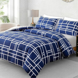 Pamposh 4 Pcs Double Duvet Set With Matching White Double Fitted Sheet Breathable Premium Microfibre Reversible Quilt Cover