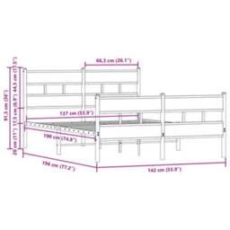 Berkfield Bed Frame Without Mattress With Headboard And Footboard 137X190 Cm - thumbnail 9