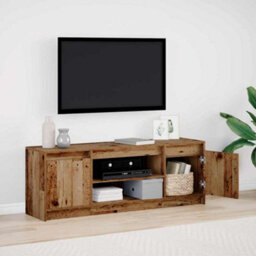 Berkfield Tv Cabinet With Led - Old Wood, 139.5X34X50 Cm, Made From Engineered Wood - thumbnail 1