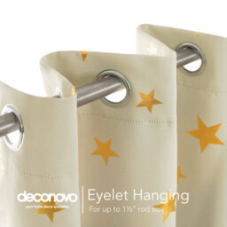 Deconovo Blackout Eyelet Curtains, Noise Reducing Curtains, Gold Star Foil Printed Curtains, W52 X L63 Inch, Beige, 2 Panels - thumbnail 5