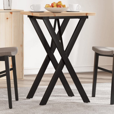 Berkfield Dining Table X-Frame 50X50X75.5 Cm Solid Wood Pine And Steel - image 1