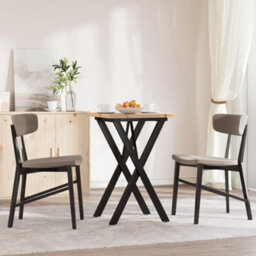 Berkfield Dining Table X-Frame 50X50X75.5 Cm Solid Wood Pine And Steel - thumbnail 3