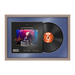 "AK Frames 25X17"" Rose Gold Modern Vinyl Record Frame With Blue Mount For 12 Inch Lp Cover & Disc - Overlapped Design" - thumbnail 1
