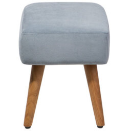 Wyld And Coco Grey Velvet Footstool With Rubberwood Legs Scandinavian Style, Rectangular 50 X 30 X 35 Cm - thumbnail 5
