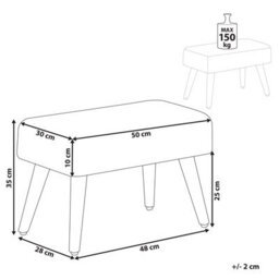 Wyld And Coco Grey Velvet Footstool With Rubberwood Legs Scandinavian Style, Rectangular 50 X 30 X 35 Cm - thumbnail 4