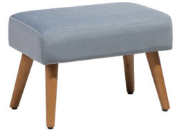 Wyld And Coco Grey Velvet Footstool With Rubberwood Legs Scandinavian Style, Rectangular 50 X 30 X 35 Cm - thumbnail 3