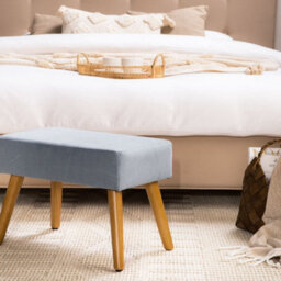 Wyld And Coco Grey Velvet Footstool With Rubberwood Legs Scandinavian Style, Rectangular 50 X 30 X 35 Cm - thumbnail 2
