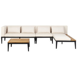 Beliani Garden Corner Sofa With Table 4 Seater Bracciano Left Hand Certified Acacia Wood Light Beige - thumbnail 1