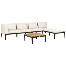 Beliani Garden Corner Sofa With Table 4 Seater Bracciano Left Hand Certified Acacia Wood Light Beige - thumbnail 4