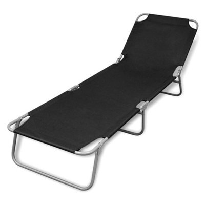 Walplus Folding Sun Lounger Powder-Coated Steel Black - image 1