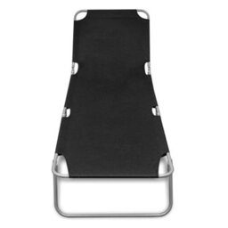 Walplus Folding Sun Lounger Powder-Coated Steel Black - thumbnail 2