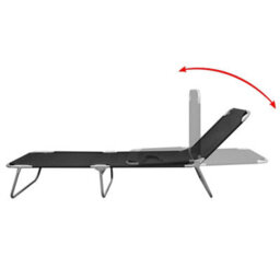 Walplus Folding Sun Lounger Powder-Coated Steel Black - thumbnail 3