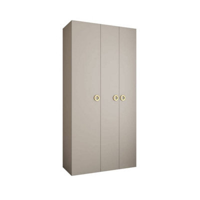 Arte Elegant Cashmere Como I Hinged Door Wardrobe H2460mm W1300mm D500mm, Three Doors, Eight Shelves, Hanging Rail, Gold Handles - image 1